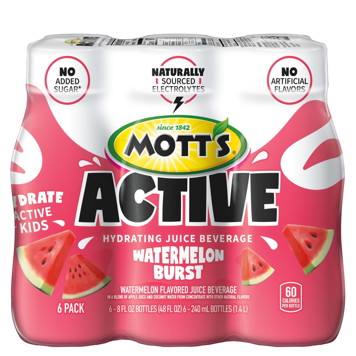 Refrigerator display of Mott's Active Watermelon Burst ready to grab.