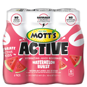 Refrigerator display of Mott's Active Watermelon Burst ready to grab.