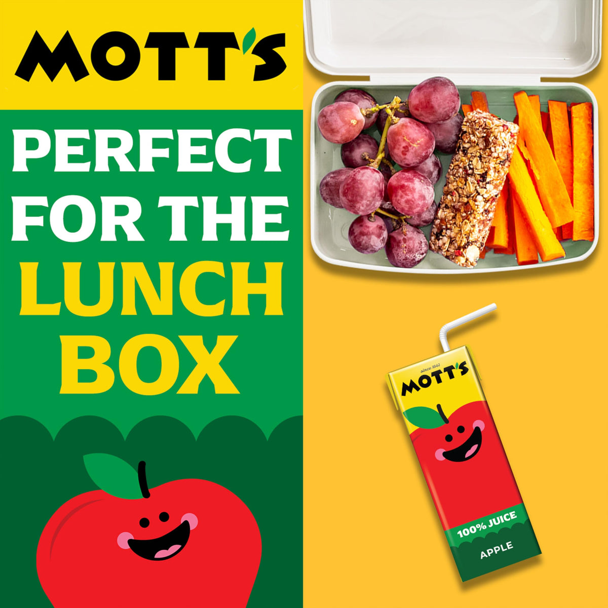 Gluten-free icon shown with Mott's Apple Juice packaging.