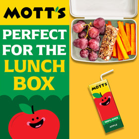 Gluten-free icon shown with Mott's Apple Juice packaging.