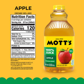 Kosher and gluten-free symbols on Mott's bottle.