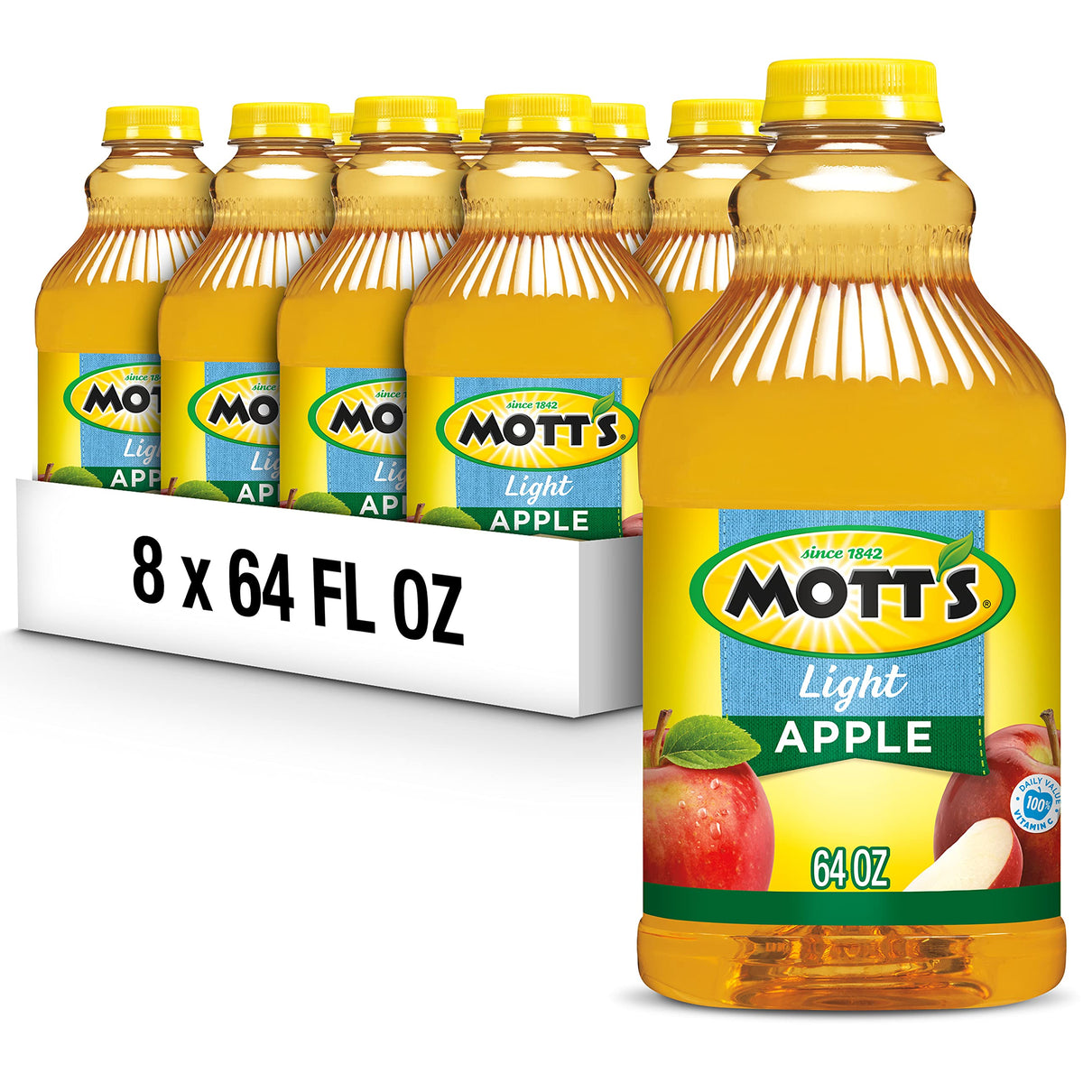 Mott's Apple Light Juice Drink bottle 64oz showing family-friendly size and lower-calorie option