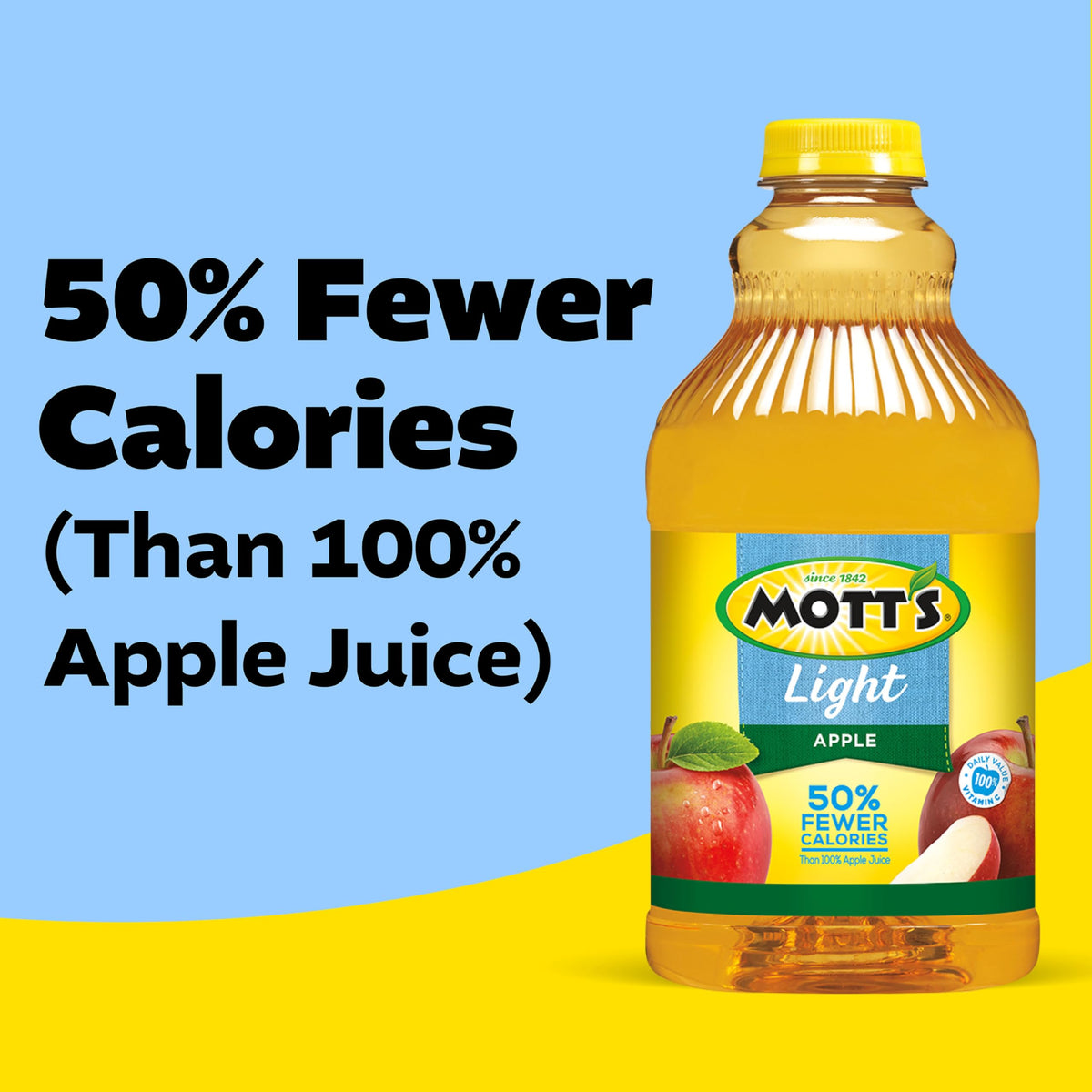 Mott's Apple Light Juice Drink pack of 8 bottles highlighting shared value and convenience