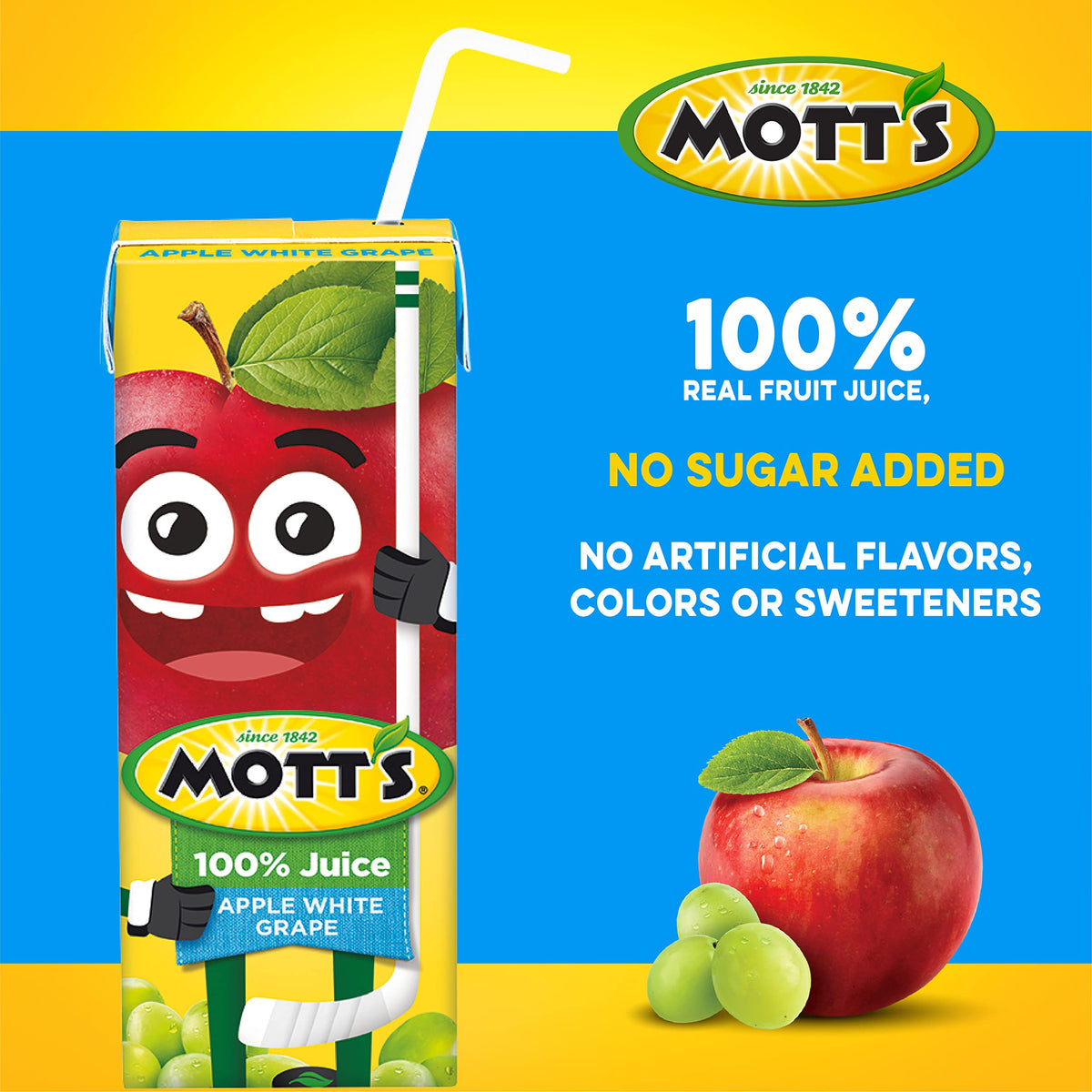 Mott's Apple White Grape Juice poured into a glass for a refreshing moment.