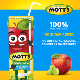 Mott's Apple White Grape Juice poured into a glass for a refreshing moment.