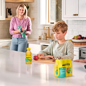 Mott's Apple White Grape Juice store display, easy pantry staple