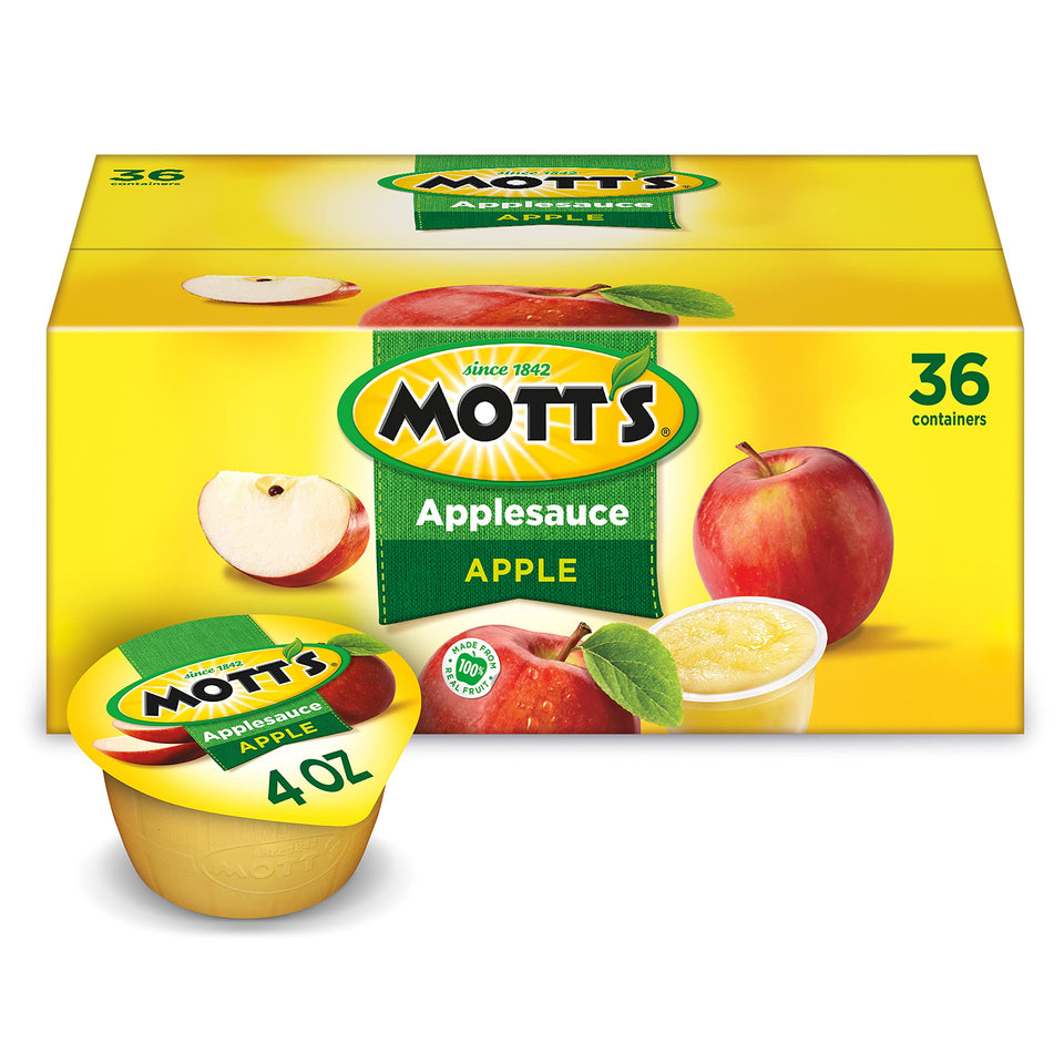 Mott's applesauce cups offer a convenient 4 oz serving for on-the-go snacking.