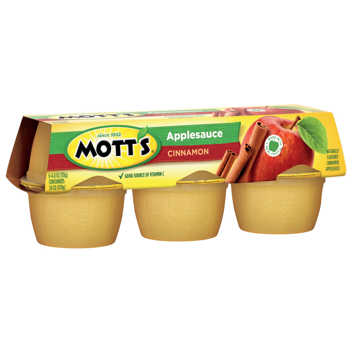 Mott's Cinnamon Applesauce 4oz cups kids snack on-the-go in tote.