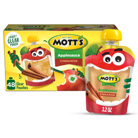 Mott's Cinnamon Applesauce clear pouch for on-the-go snacking