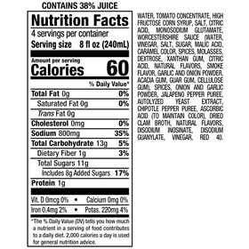 Mott's Clamato Preparado packaging display communicates a ready-to-use 32oz option.
