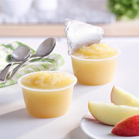 Mott's clear cups fit lunchboxes for quick, mess-free treats.