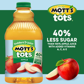 Motts For Tots Apple Juice pour captures crisp apple flavor for snacks.