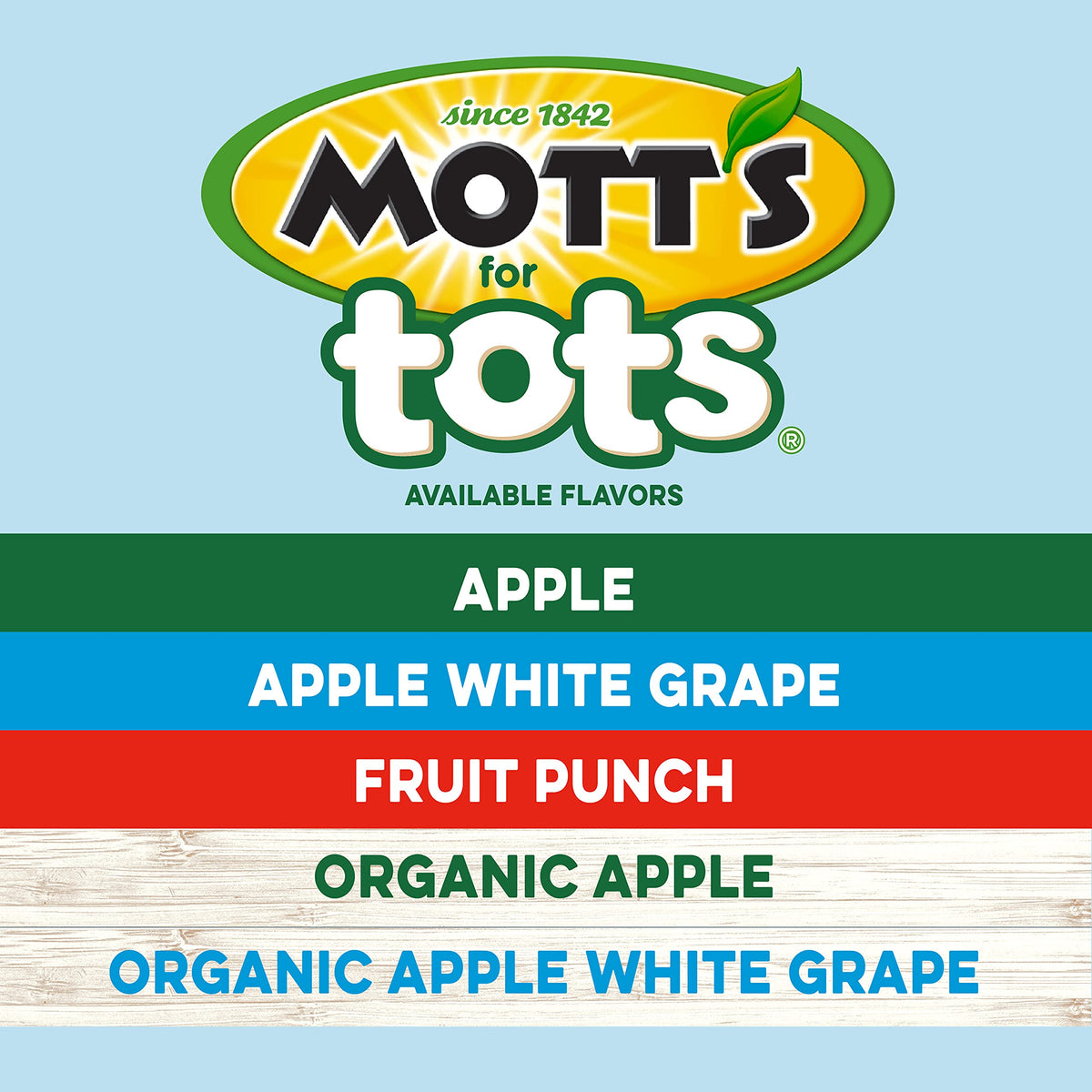 Motts For Tots Apple Juice purified-water blend offers kid-friendly refreshment.