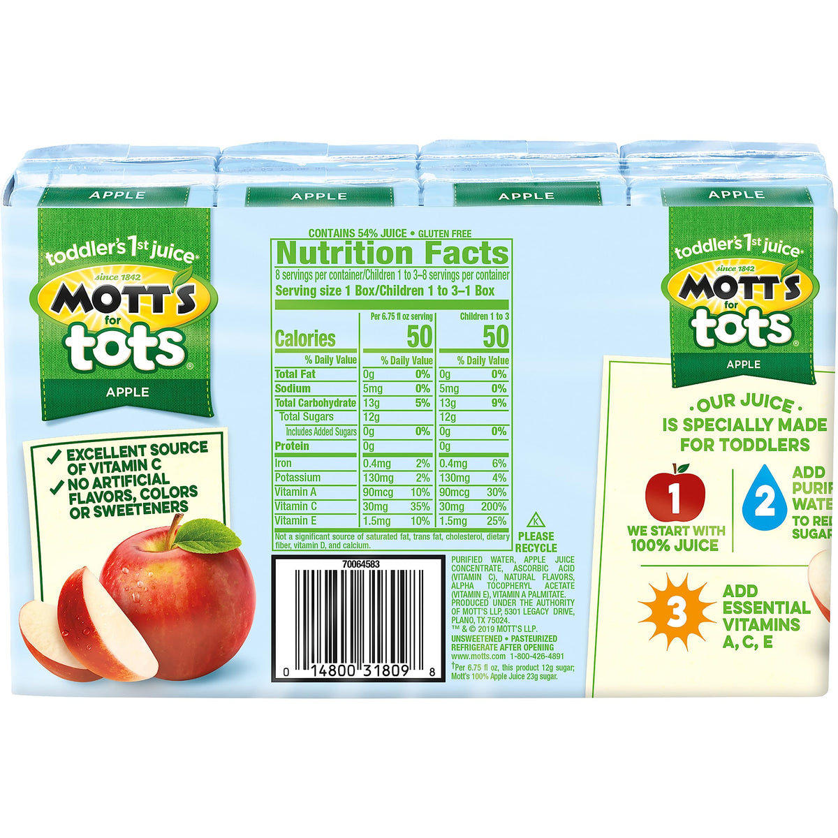 Mott's For Tots uses purified water for hydration