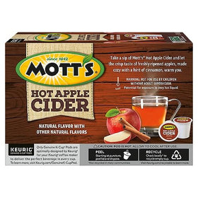 Brewing Motts hot apple cider in a Keurig for a cozy cup.