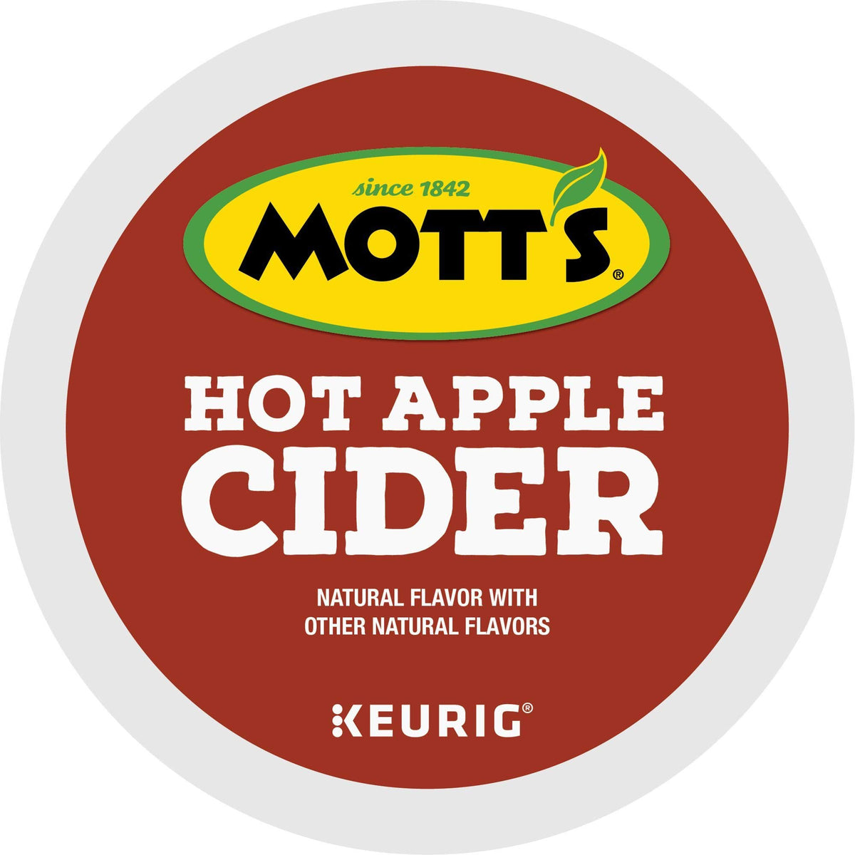 Close-up of Mott's hot apple cider K-Cup pods for easy use.