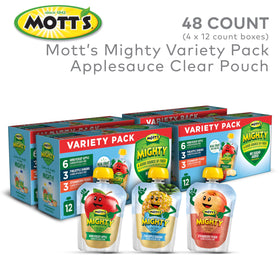Mott's Mighty Applesauce Honeycrisp flavor pouch with real fruit for kid-friendly snack