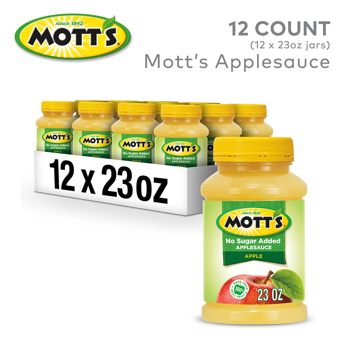 Mott's 23 oz jar with 12-pack box for family sharing.