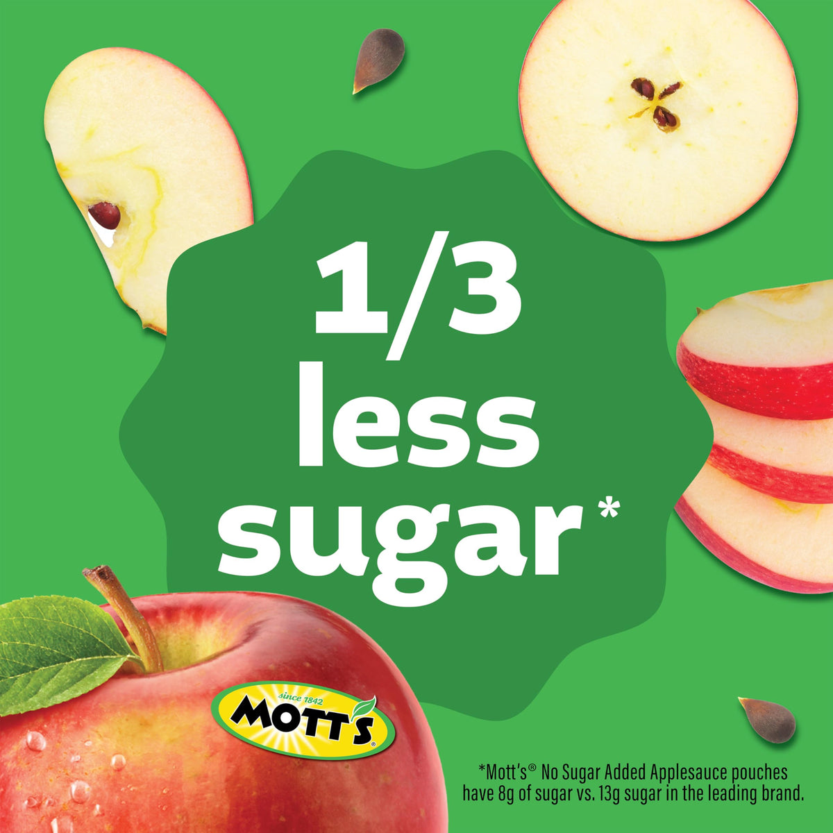 Lunchbox-ready Mott's No Sugar Added Cinnamon Applesauce pouch.