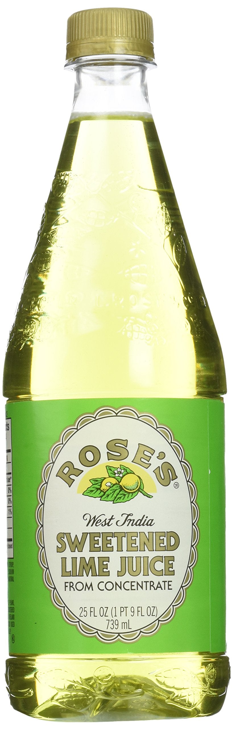 Mott's Rose's Lime Juice bottle for bright cocktails and non-alcoholic drinks