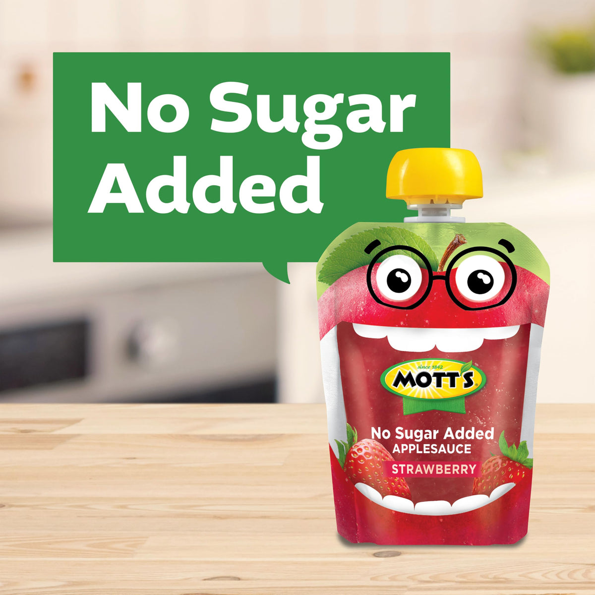 Mott's strawberry applesauce lunchbox idea in a pouch, mess-free snack