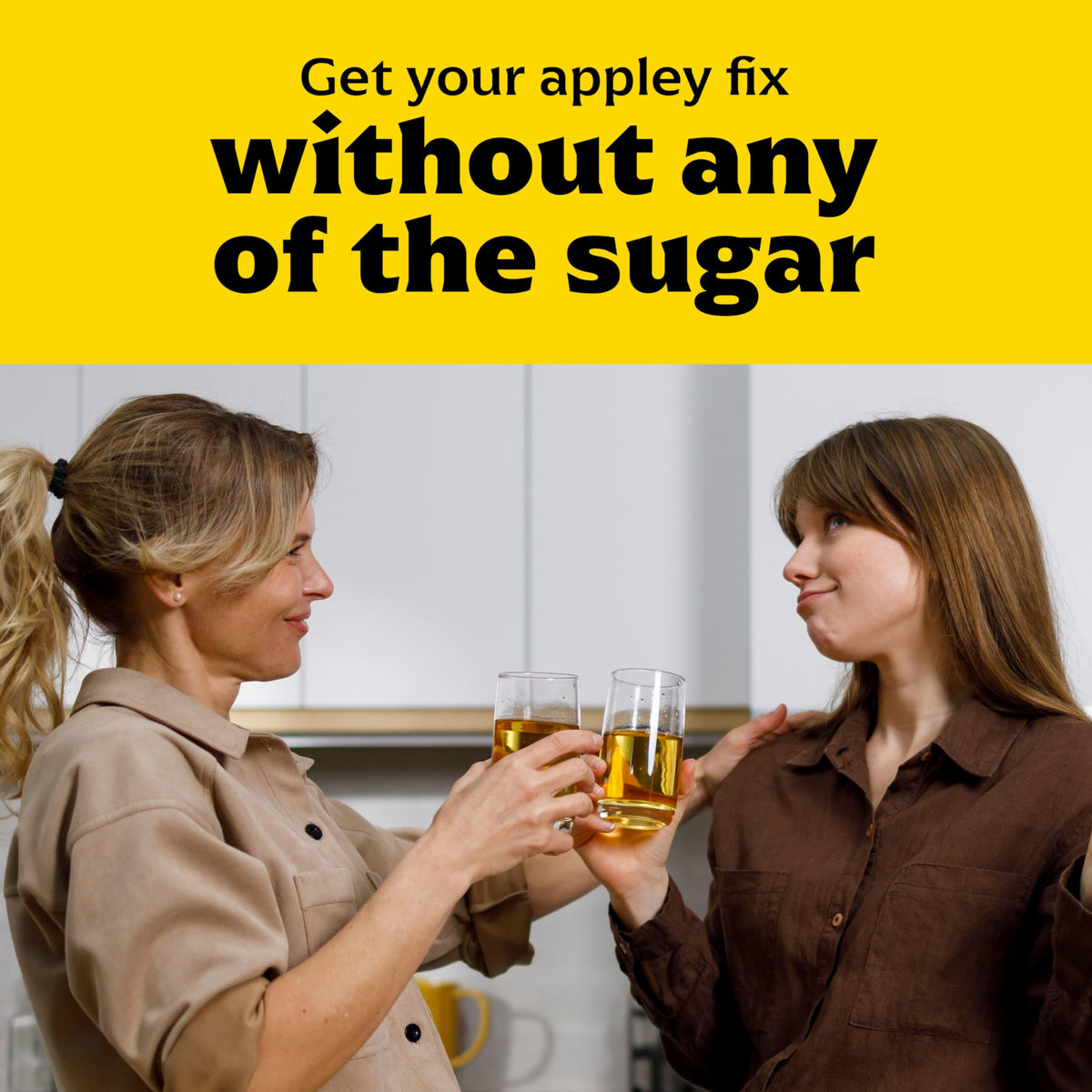 Mott's Zero Sugar Apple Juice Stevia—sweetened with stevia, no artificial flavors.