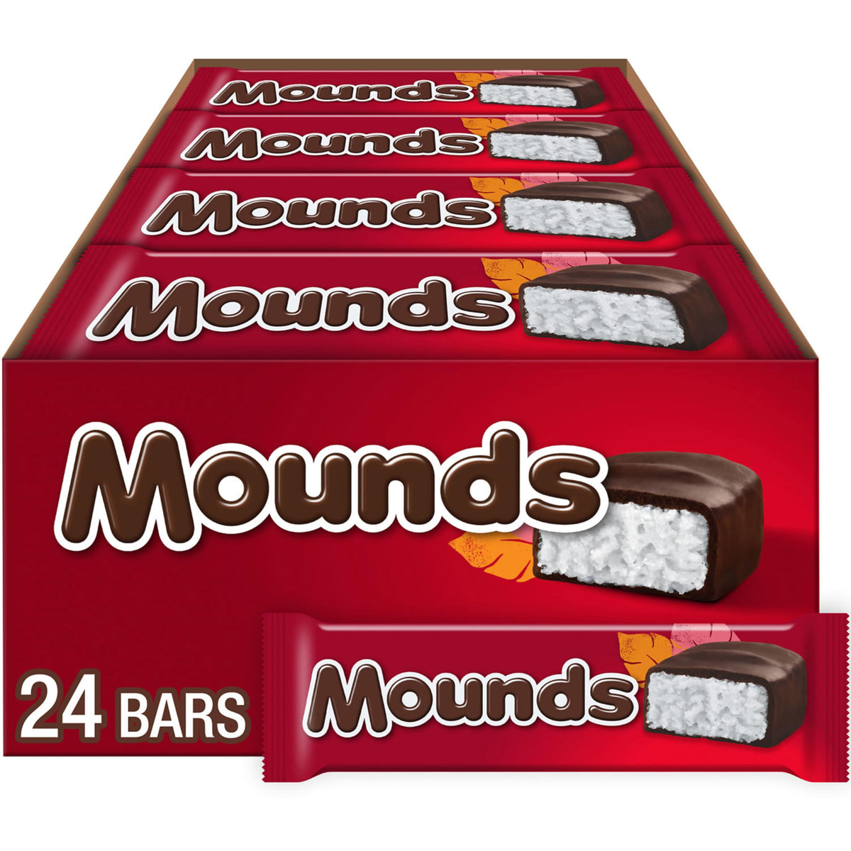 MOUNDS bulk box with 24 coconut and dark chocolate bars for sharing