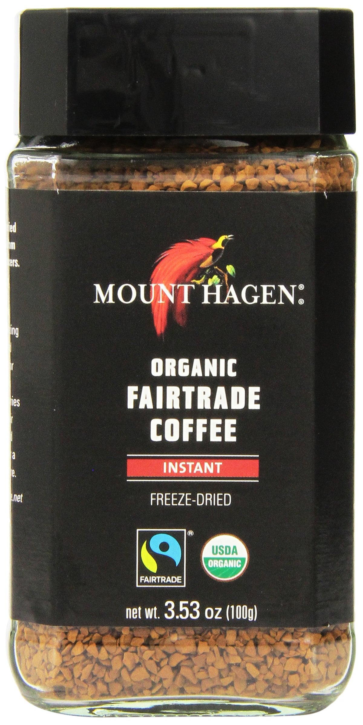 Mount Hagen Arabica beans pack highlighting premium origin and smooth instant coffee.