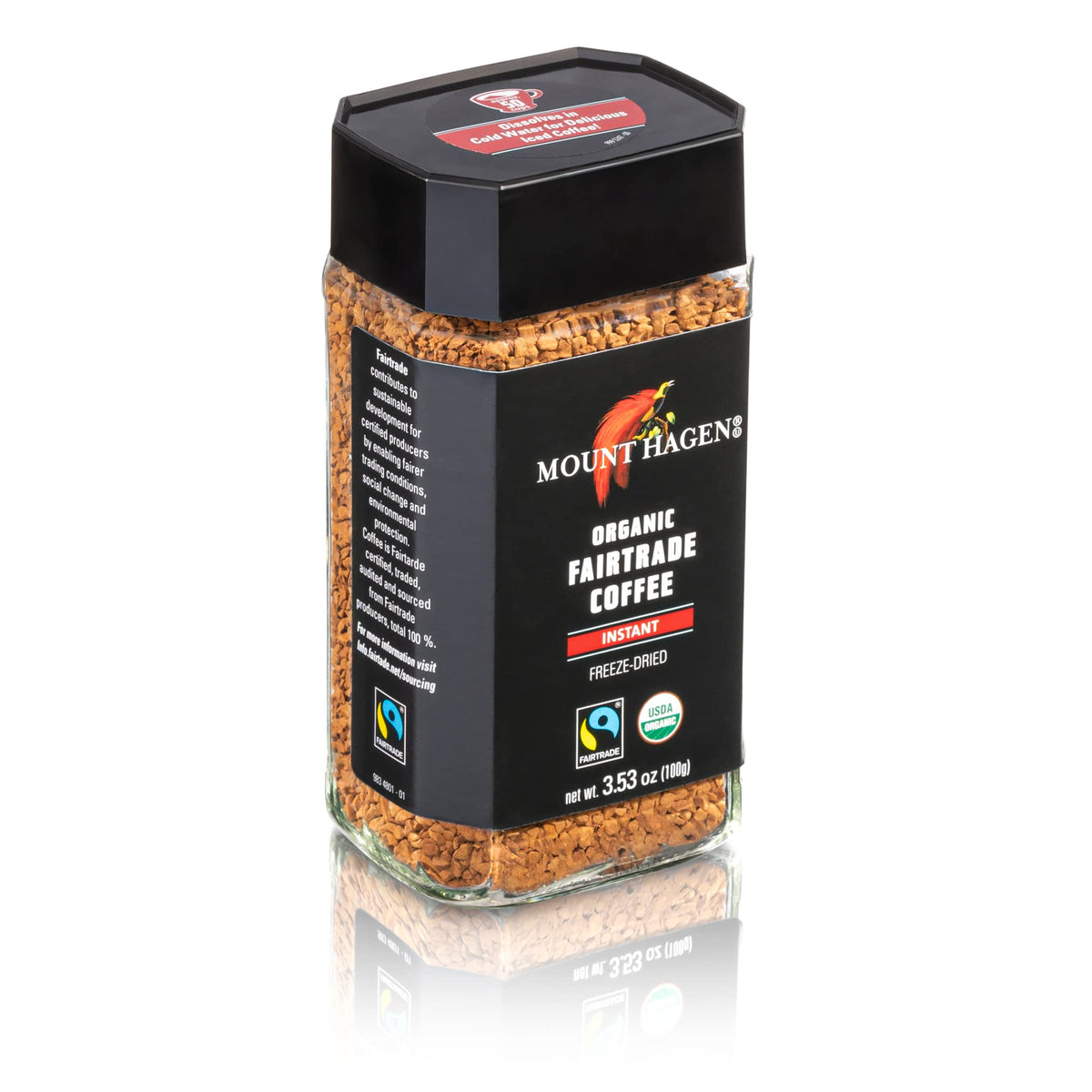 Mount Hagen freeze-dried coffee crystals in a small bowl for fast preparation.