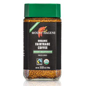 Pour-ready Mount Hagen decaf suggests convenient iced coffee preparation.