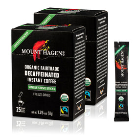 Mount Hagen instant decaf coffee packets for convenient two-pack on the go
