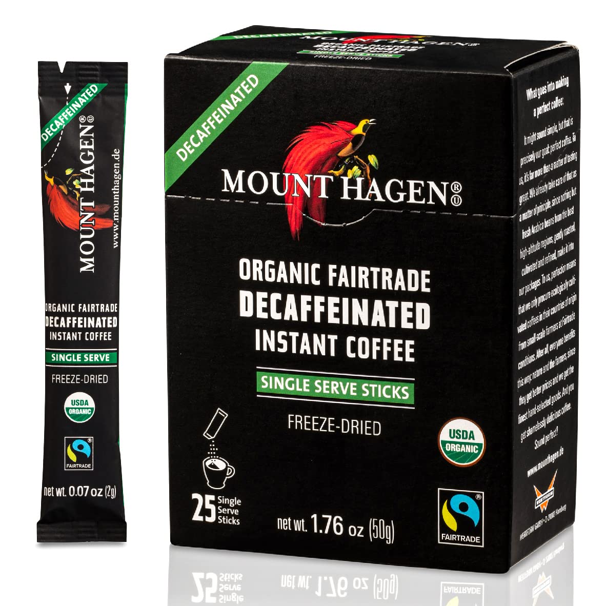 Mount Hagen instant decaf coffee stick for fast, flavorful caffeine fix