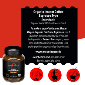 Organic Arabica beans label on Mount Hagen packaging