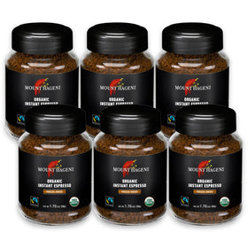 Mount Hagen instant espresso jar close-up highlighting organic Arabica aroma