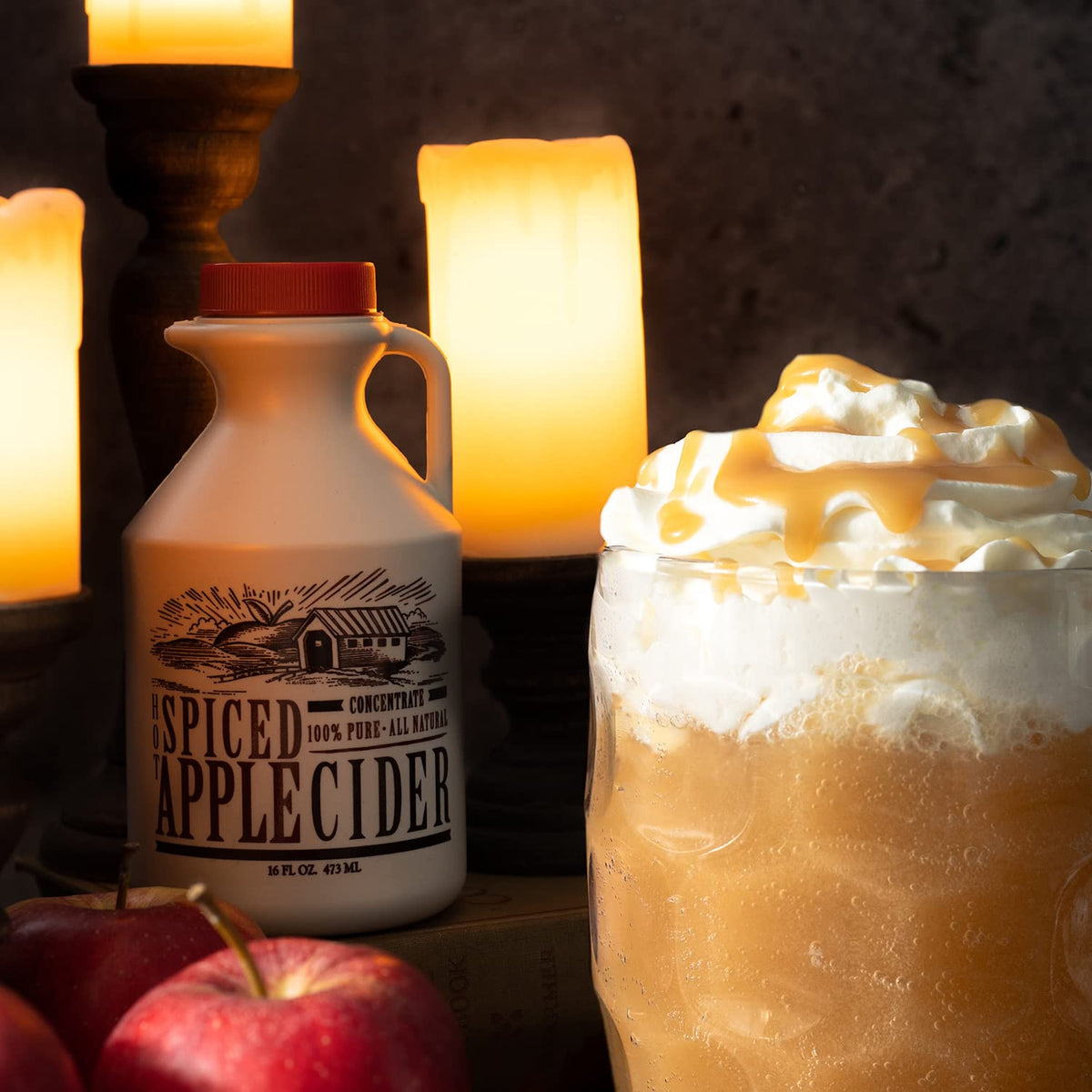 Mountain Cider Concentrate with natural spices, perfect for cozy drinks.