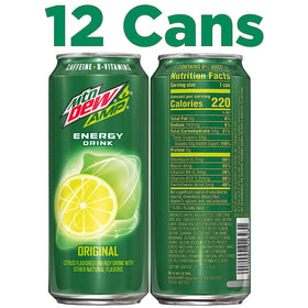 Mountain Dew AMP Energy citrus splash shows refreshing flavor and caffeine kick.