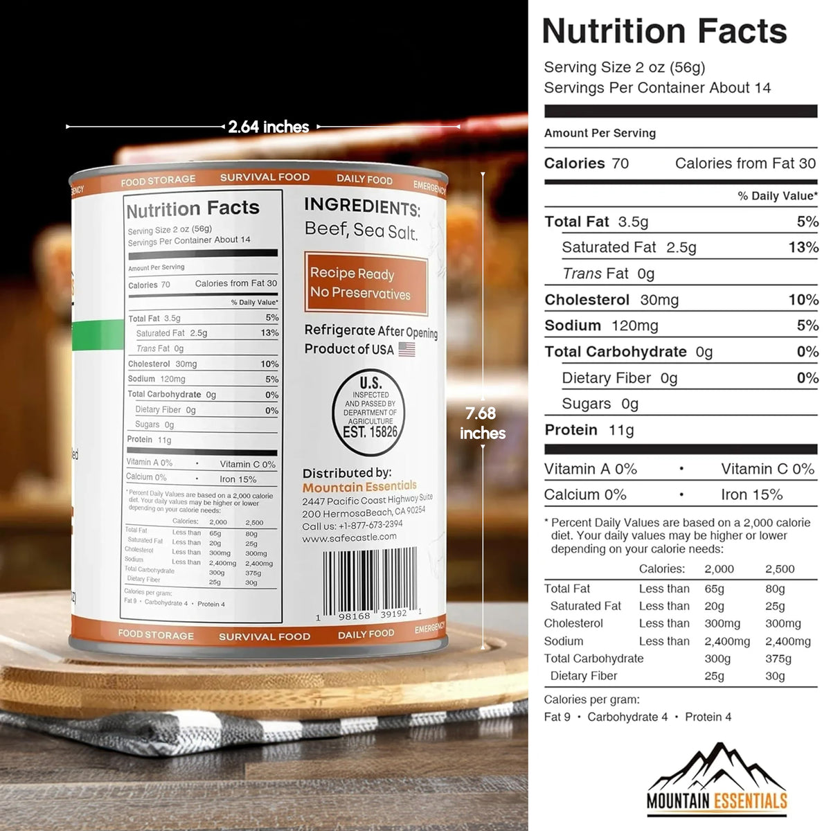 Mountain Essentials 28 oz beef can versatile daily protein