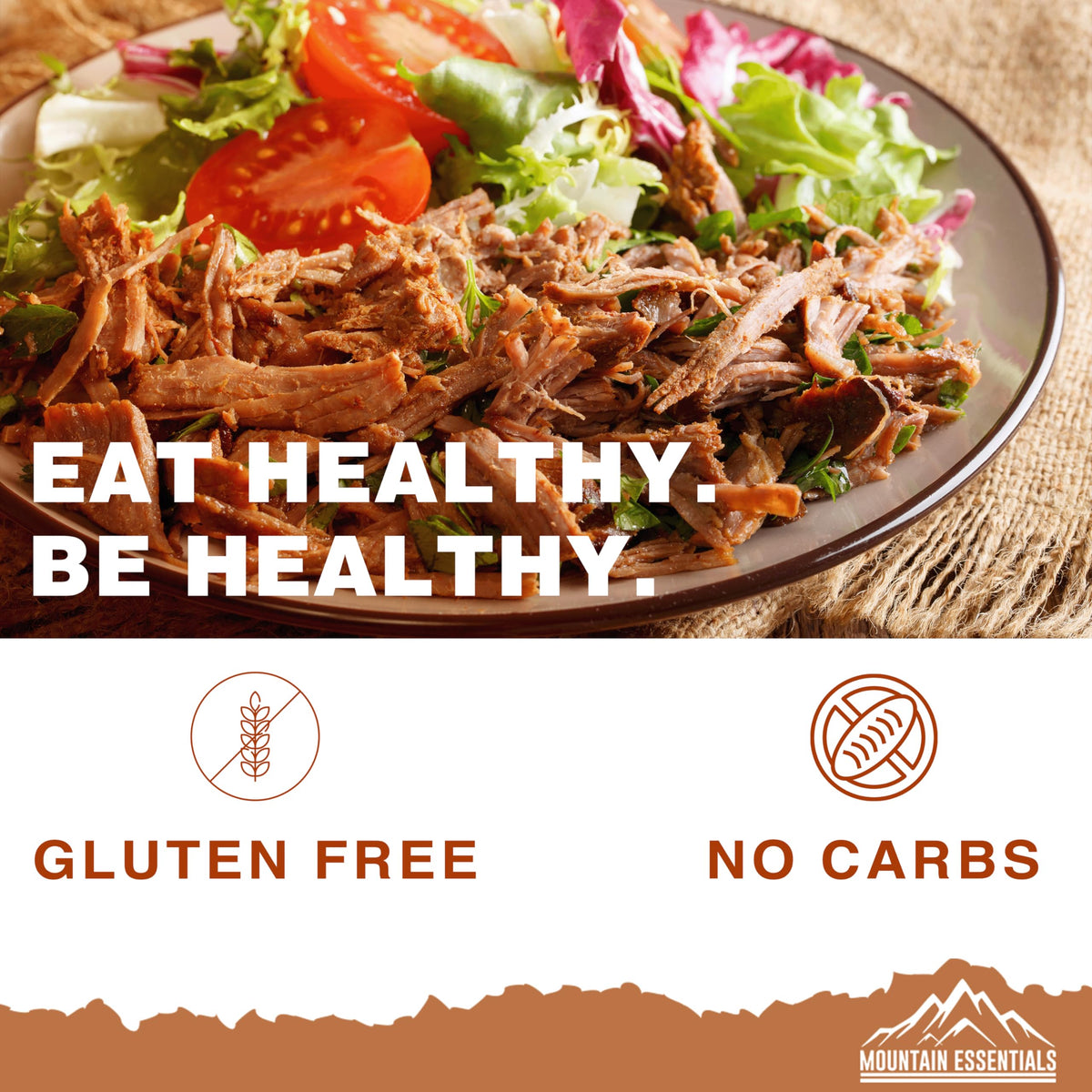 Mountain Essentials beef can nutrition facts visible for quick reference
