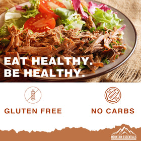 Mountain Essentials beef can nutrition facts visible for quick reference