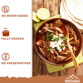 Mountain Essentials canned beef side view compact portable packaging
