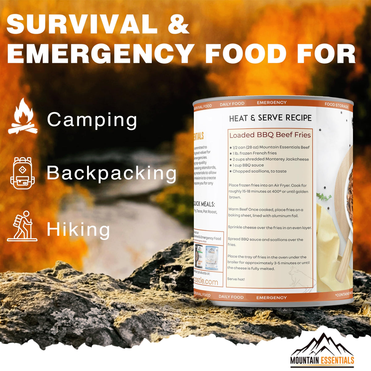 Mountain Essentials canned beef emergency pantry staple for survival kits