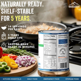 Mountain Essentials serving bowl with canned chicken, perfect for salads.