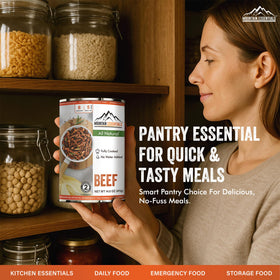 Mountain Essentials family meal idea with beef can topping for rice or pasta