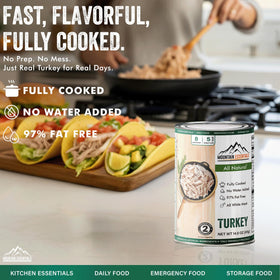 Mountain Essentials turkey ready to eat, convenient in any pantry