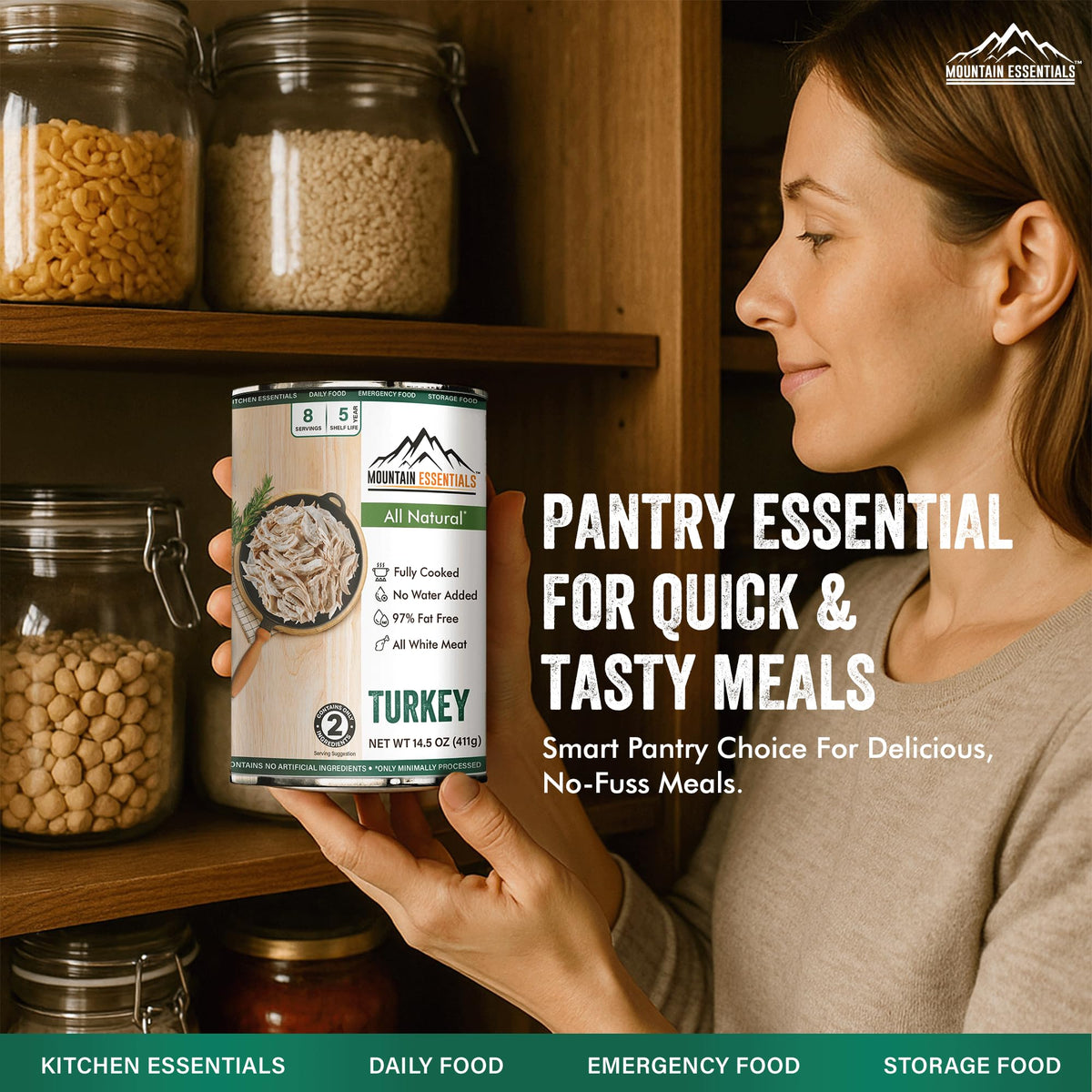 Mountain Essentials turkey packaging is storage-friendly and stackable