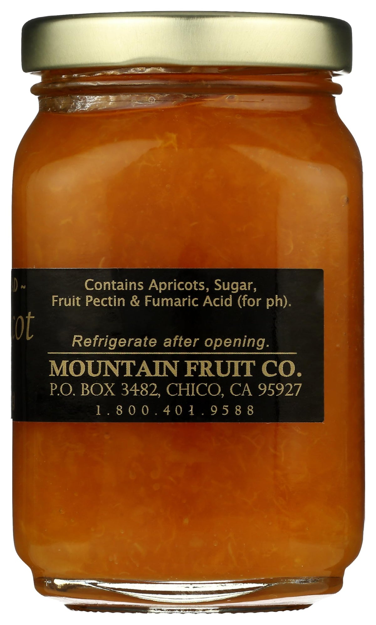Mountain Fruit Co Always Apricot Jam poured over a spoon suggests easy access.