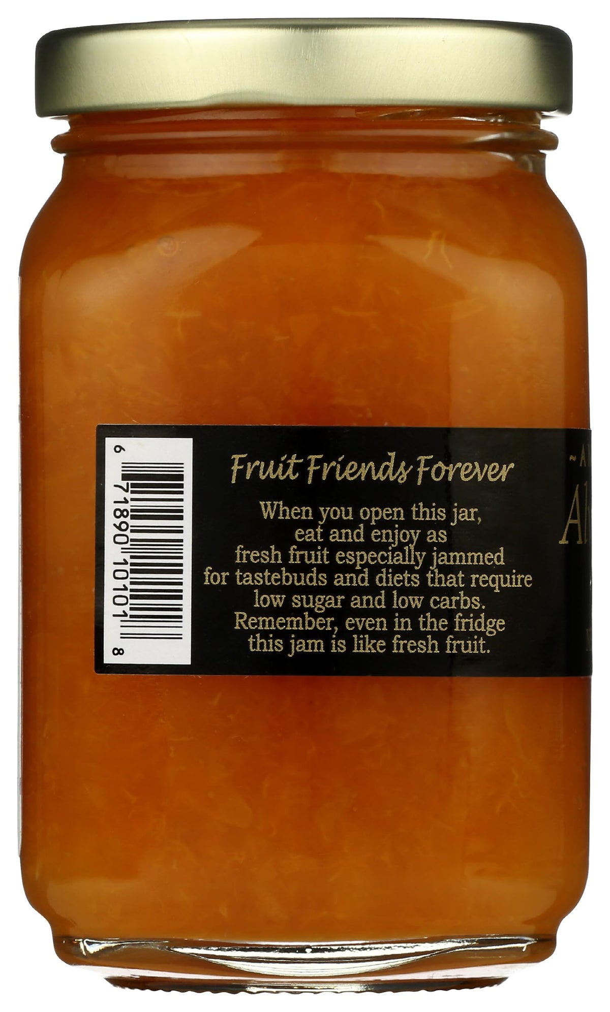 Mountain Fruit Co Always Apricot Jam nutrition back reveals 20 calories per serving.