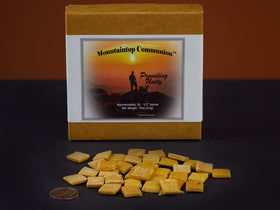 Mountaintop Communion gluten-free label on packaging for allergy awareness.