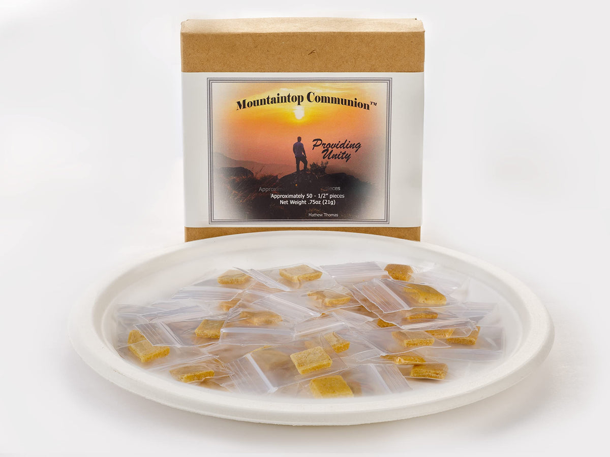 Compact Mountaintop Communion bread packaging designed for easy storage.