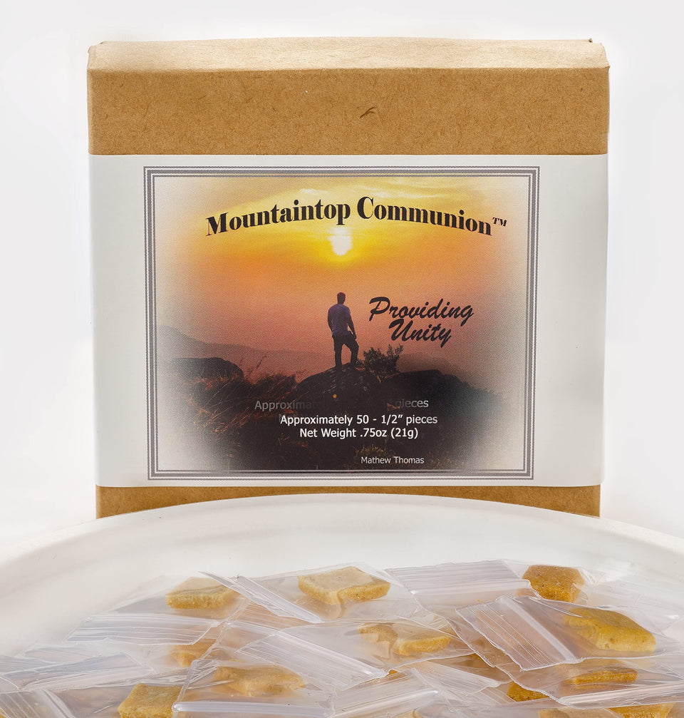 Mountaintop Communion bread wrapped portion for individual use, gluten-free.